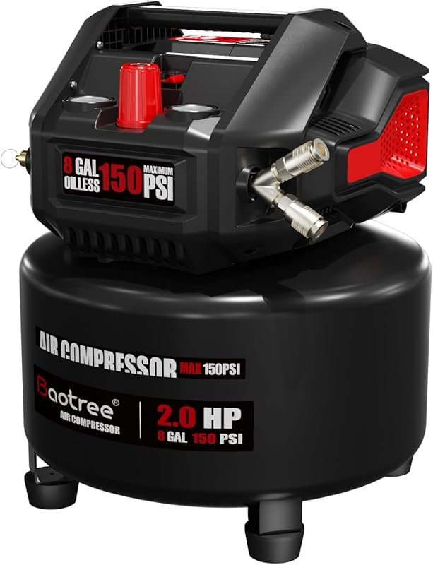 8 Gallon Portable Air Compressor with 2HP Motor, Oil-Free Tank and 150