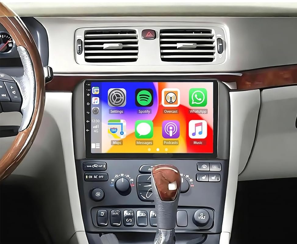 9-inch Double Din Car Stereo with Wireless CarPlay, Android Auto, GPS,