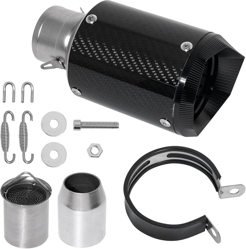 Universal Carbon Fiber Motorcycle Slip-On Exhaust Muffler - 2 Inch/51 