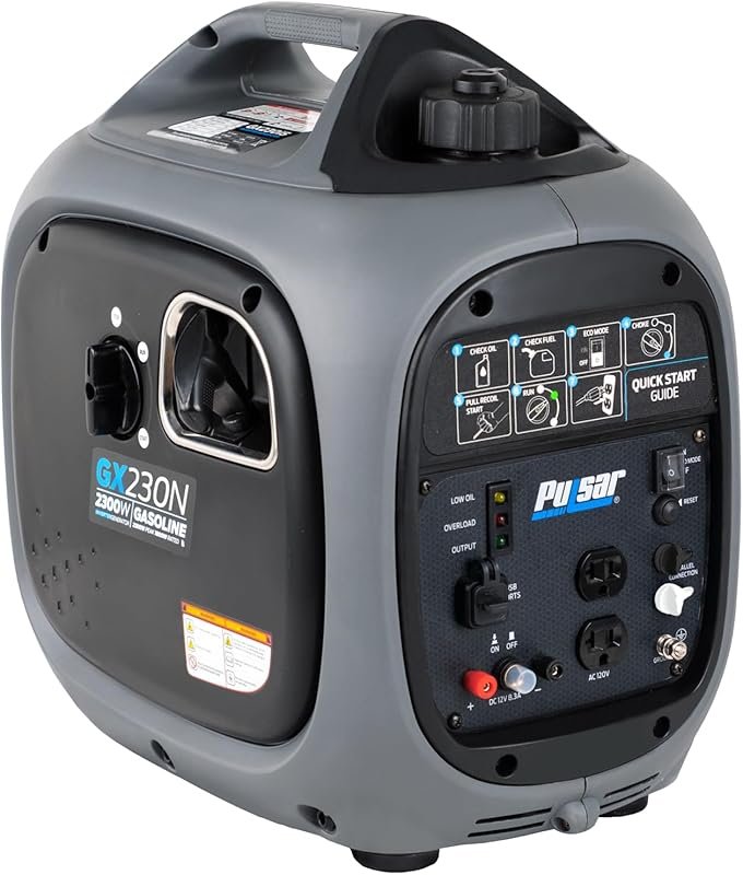 Pulsar 2,300W Portable Gas-Powered Quiet Inverter Generator for Home E