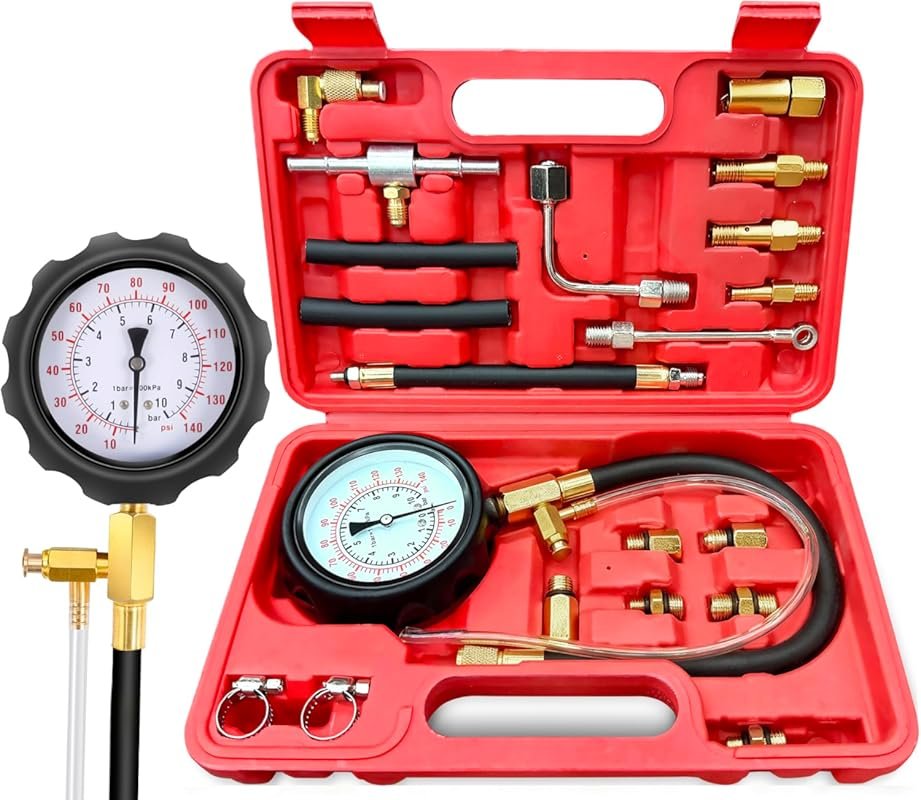 BETOOLL 0-140 PSI Fuel Pressure Tester Kit for Gasoline Cars, Trucks, 