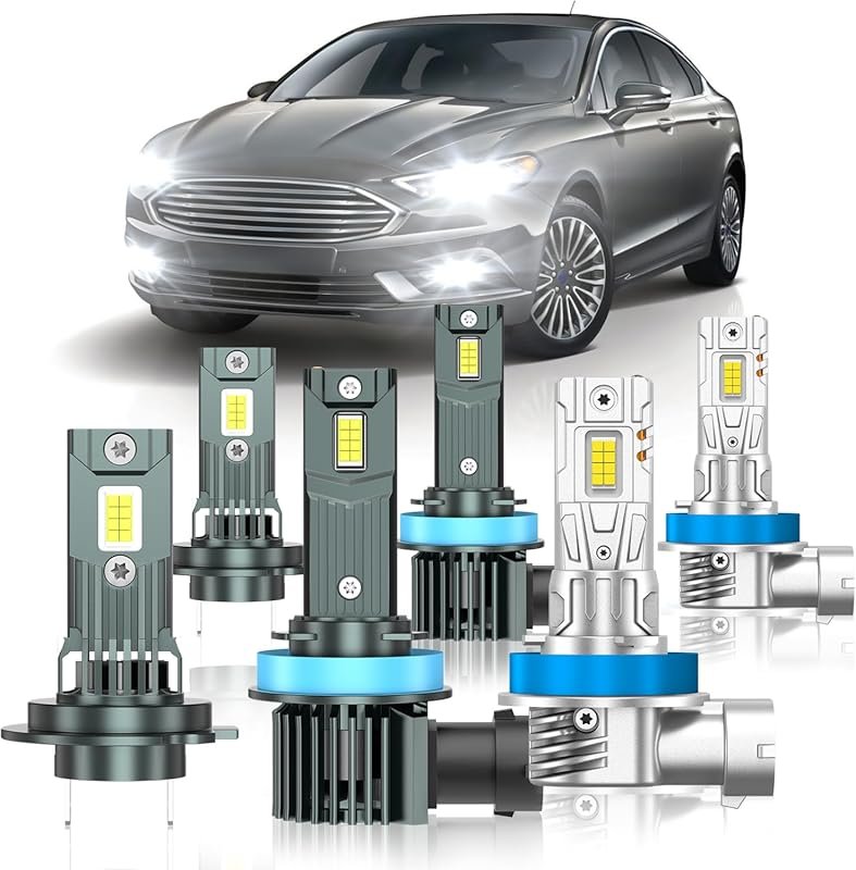 6-Pack High/Low Beam Fog Light Bulbs for 2006-2018 Ford Fusion, 6000K