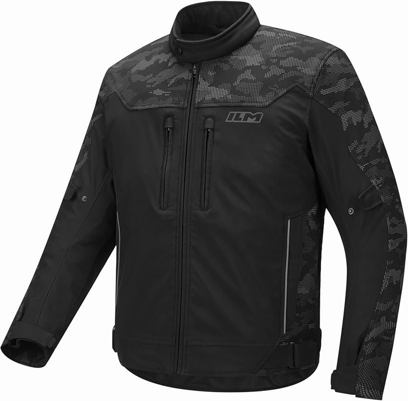 ILM Men's Dual Sport Motorcycle Jacket: Reflective with CE Armor and D
