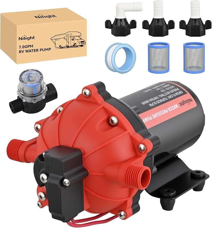 Nilight 12V 7.0GPM 70PSI Self-Priming RV Water Pump with Pressure Swit