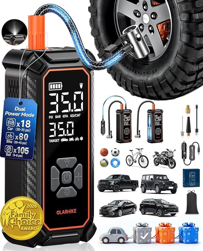 OlarHike Cordless Tire Inflator Portable Air Compressor, 150PSI Dual P