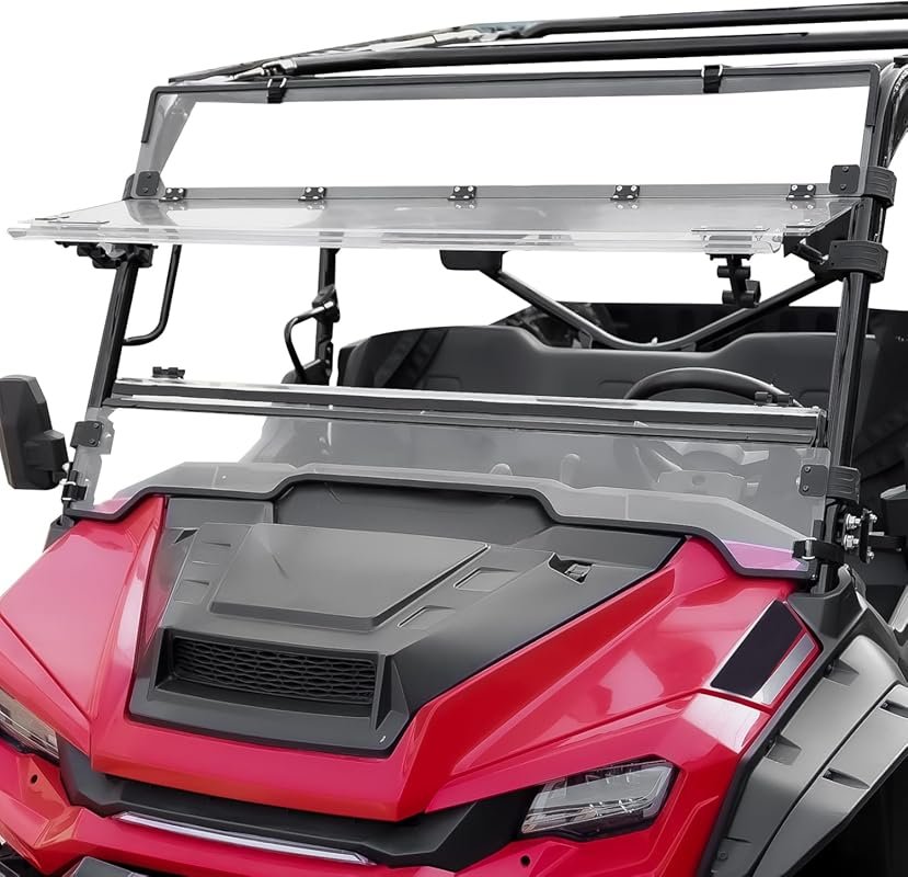 Adjustable Flip Windshield for Honda Pioneer 1000 with Vented Open and
