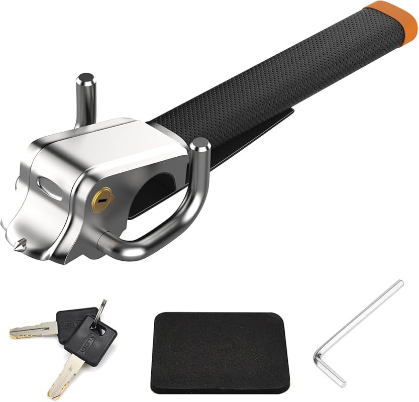Heavy Duty Leather Steering Wheel Lock with 2 Keys for Any Vehicle