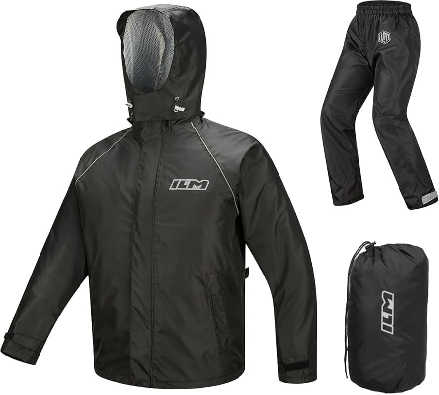 ILM Motorcycle Rain Suit for Men 2 Piece Waterproof Jacket and Pants H