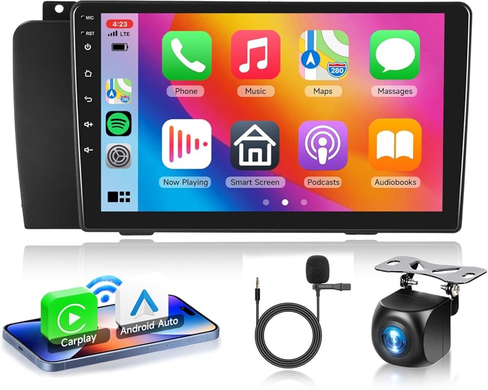 9-inch Android 13 Car Stereo featuring Wireless CarPlay, Android Auto,
