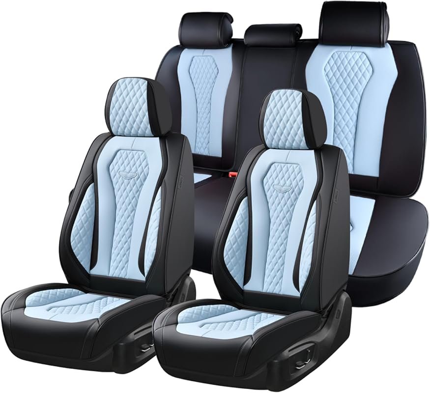 Coverado Full Set Car Seat Covers: Luxury Leather, Waterproof, Univers