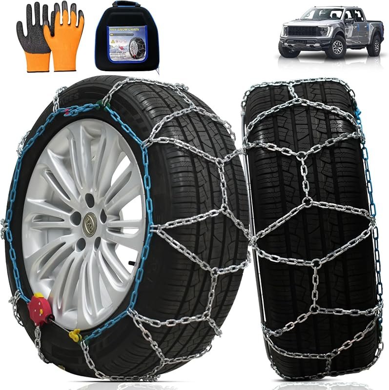 Self-Tightening Snow Chains for Pickup Trucks, SUVs, and Light Trucks