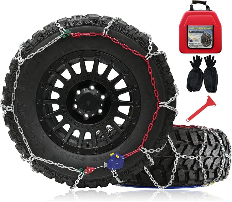Snow Chains for Pickup Trucks, 2 Piece x 12mm, 1 Minute Quick Installa
