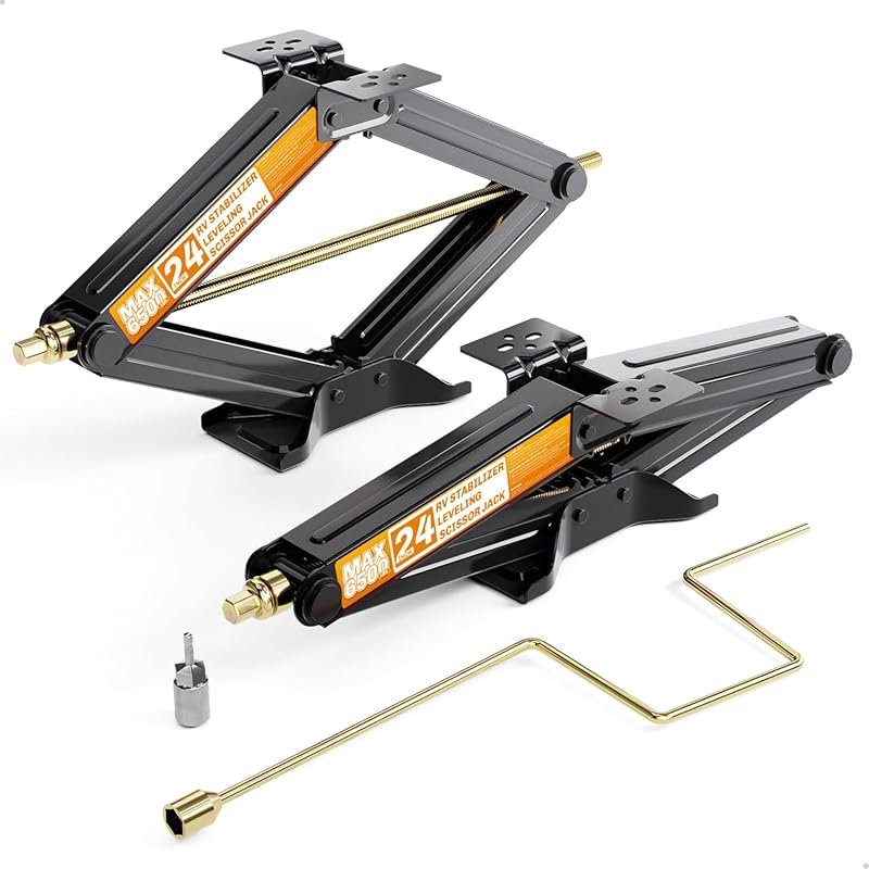 WELLUCK Heavy Duty Scissor Jacks Set of 2 for Travel Trailers and Camp