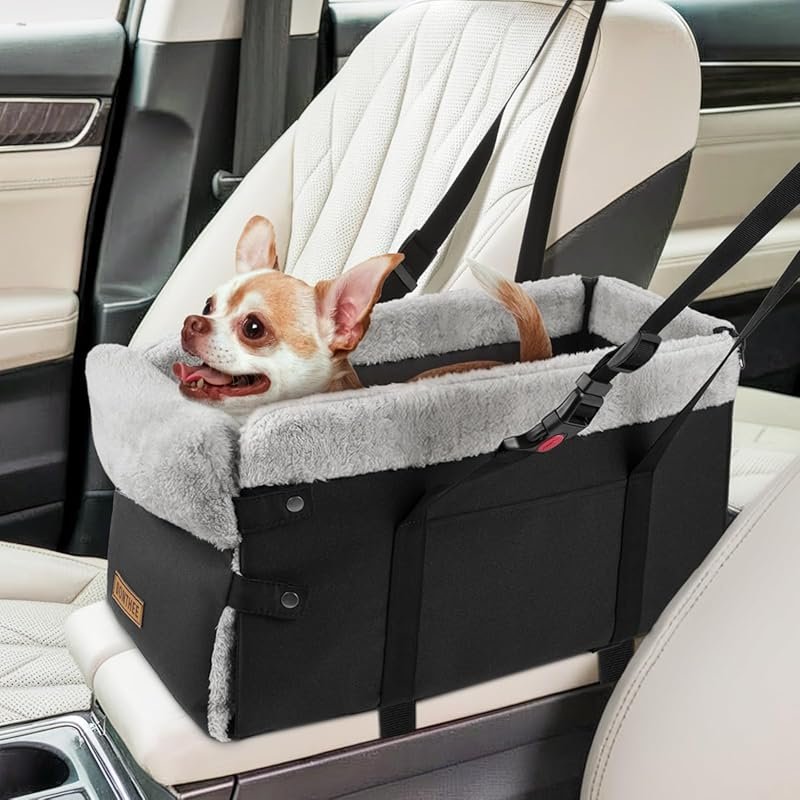 Upgraded Zipper Center Console Dog Car Seat for Small Dogs, Pet Booste