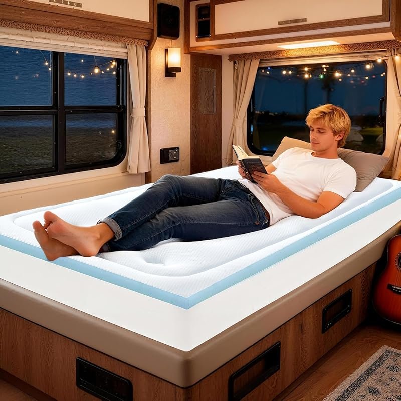 Hansleep RV Short Queen Mattress Pad Topper with Memory Foam and Bambo