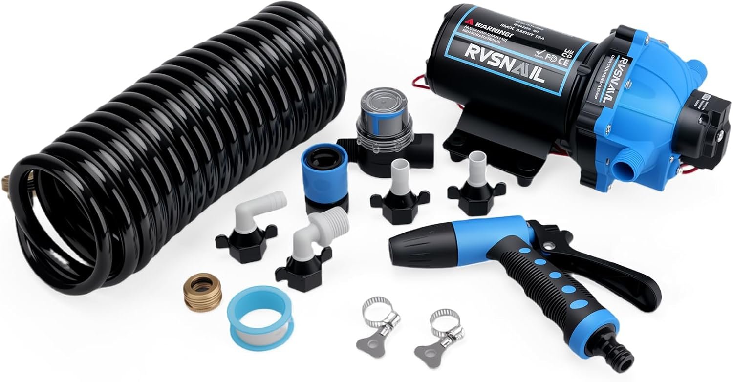 12V RV Water Pump Kit with 7.5 GPM Flow, 80 PSI, for Marine and Off-Gr