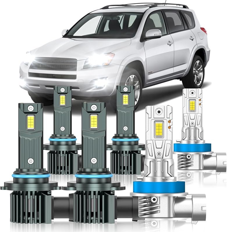 Fog Light Bulbs for Toyota RAV4 2006-2012, High & Low Beam, 6000K Cool