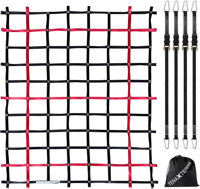 Cargo Net for Pickup Truck Bed with 4Pcs Ratchet Tie-Down Straps, 50