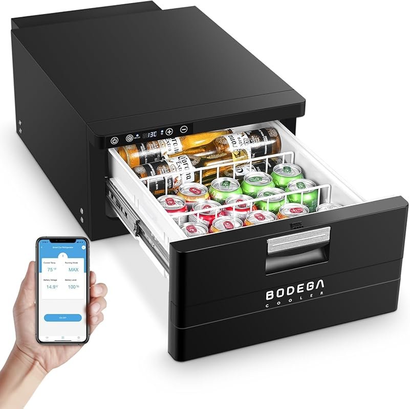 BODEGACOOLER 33-Quart Drawer Style 12V Refrigerator with APP Control f