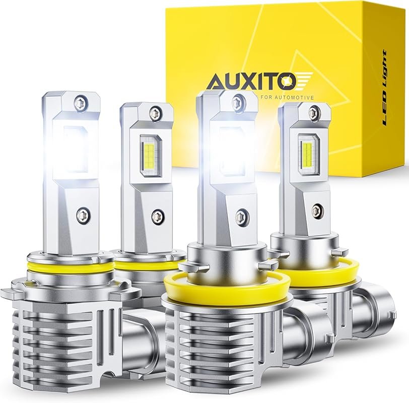 AUXITO 9005 H11 LED Bulb Combo: 60,000LM, Mini Size, 6500K White, Plug
