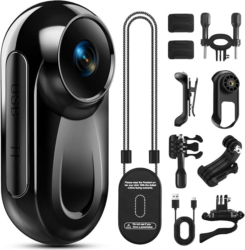 Mini Body Camera 1080P with 512G Thumb Vlogging, Hands-Free Recording,