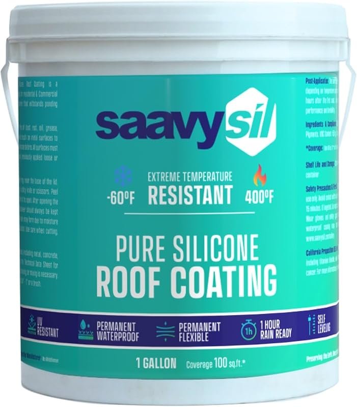 Pure Silicone Roof Coating is a 1-Gallon White Self-Leveling Waterproo