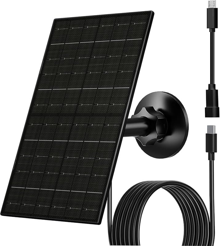 FUTUREZEN 6W Solar Panel for Outdoor Security Cameras – USB/USB-C Char
