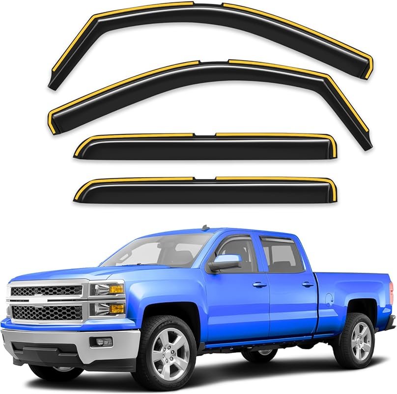 In-Channel Rain Guards for 2014-2018 Chevy Silverado and GMC Sierra Cr