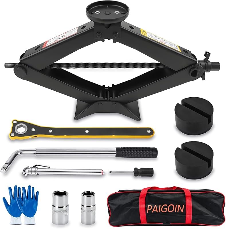 3-Ton Scissor Jack with Rubber Pad for Sedans, SUVs, and Tesla Tire Ch