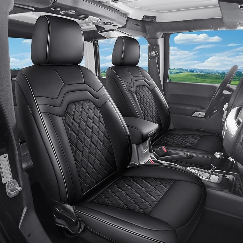 Huidasource Custom Fit Full Set Black Leather Seat Covers for Toyota T