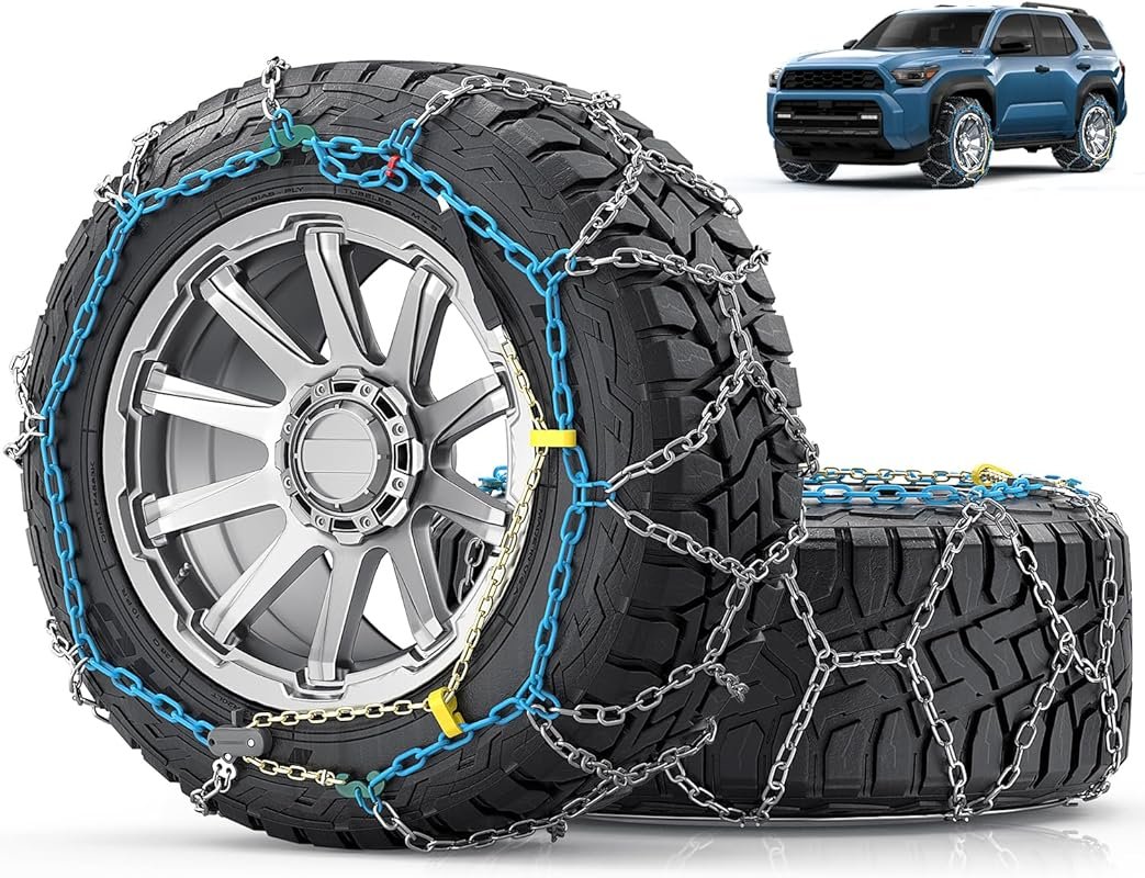 Snow-Chains Easy Install Tire-Chains, One-Pull Fit Heavy-Duty Tire Sno