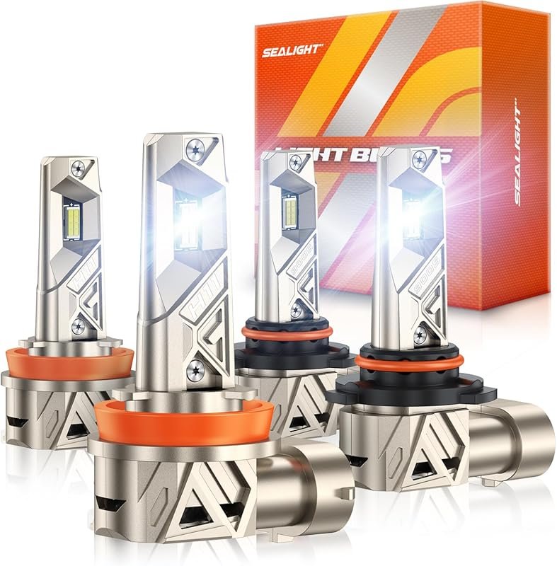 SEALIGHT 9005 and H11 LED Bulbs Combo, 96,000LM 6500K White, 80,000-Ho