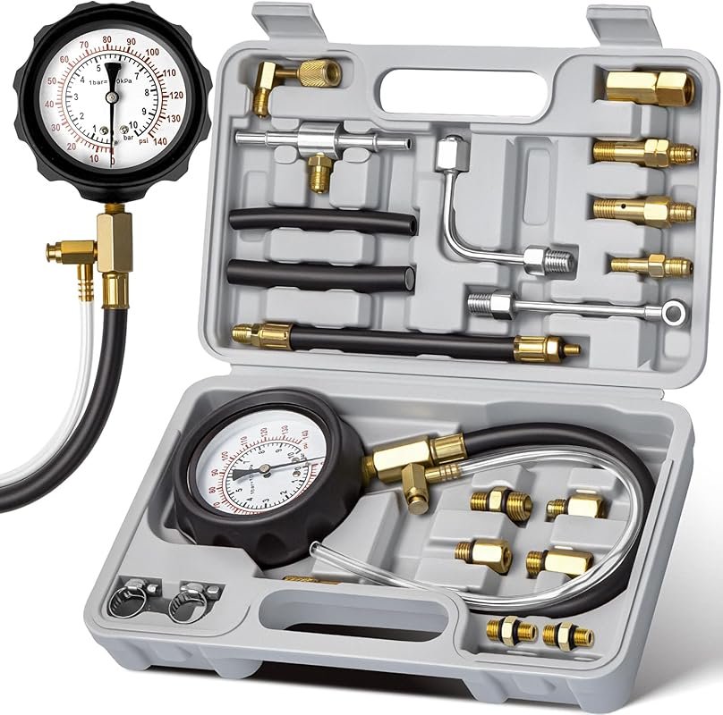 AUTOWN Fuel Pressure Tester Kit with 0-140 PSI Gauge and Adapters for 
