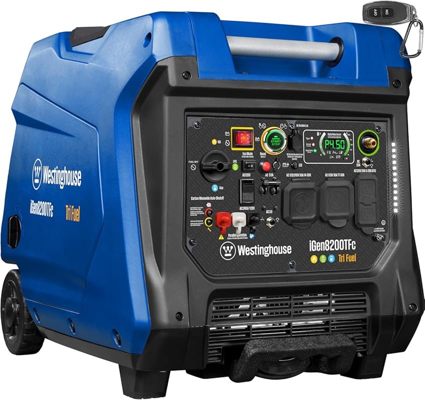 Westinghouse 8200 Peak Watt Tri-Fuel Portable Inverter Generator with