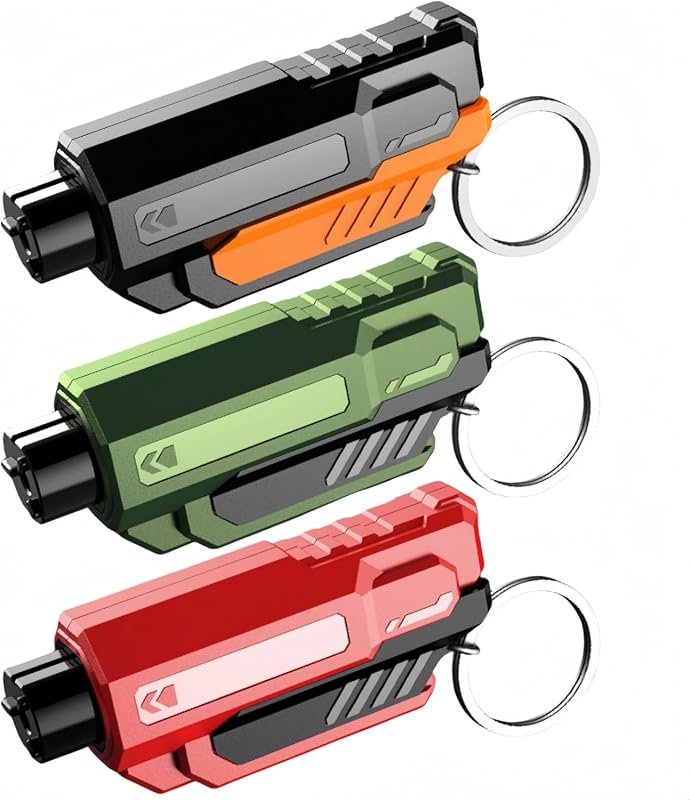 2-in-1 Car Safety Hammer Keychain with Window Breaker and Seatbelt Cut