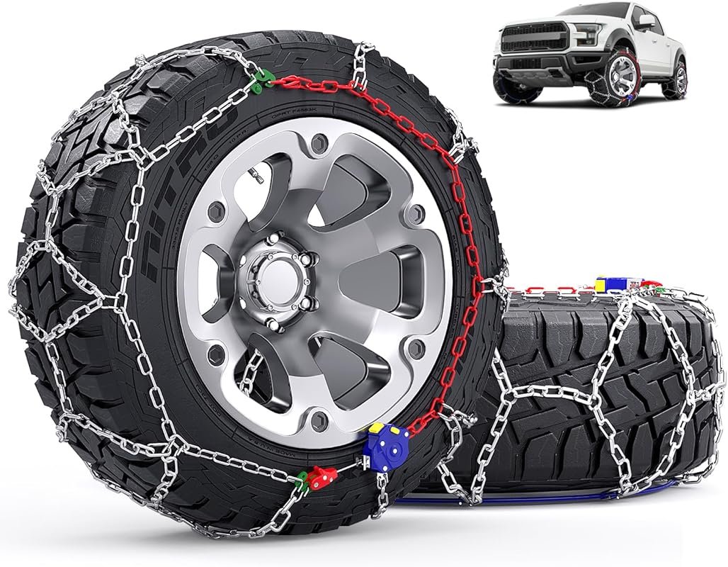 Heavy-duty snow chains for pickup trucks and off-road SUVs, set of 2