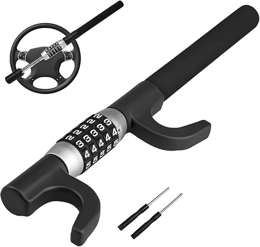 Heavy Duty Steering Wheel Lock with 5-Code Combination for Keyless Sec