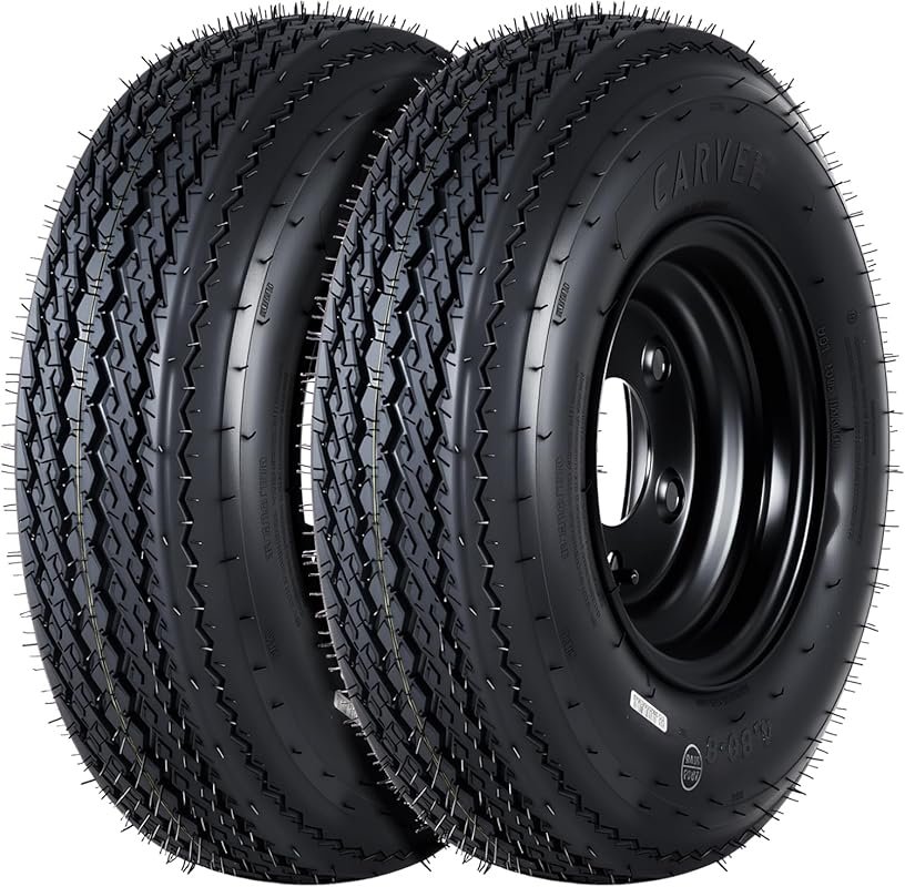 Two-Pack of 4.80-8 Trailer Tires on 8-Inch 4-Lug Wheels with a Load Ra