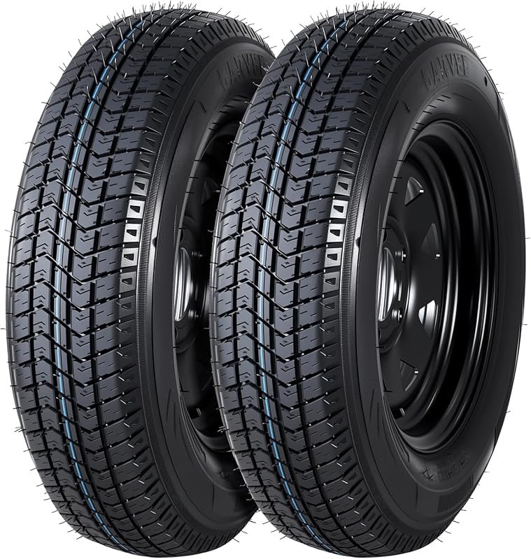 Two-Pack of ST175/80D13 Trailer Tires and Wheels with Load Range C and