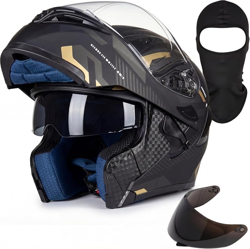 Modular Full Face Motorcycle Helmet with Extra Tinted Visor, DOT Appro