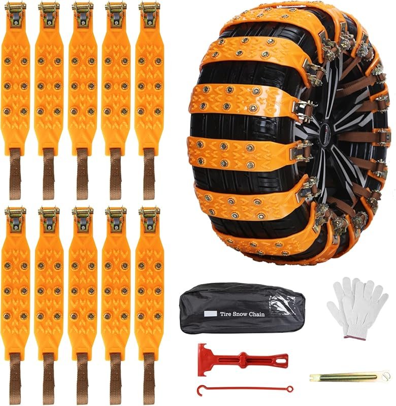 Qoosea Universal Snow Chains 6-Piece Heavy-Duty Wide-Track TPU Anti-Sl