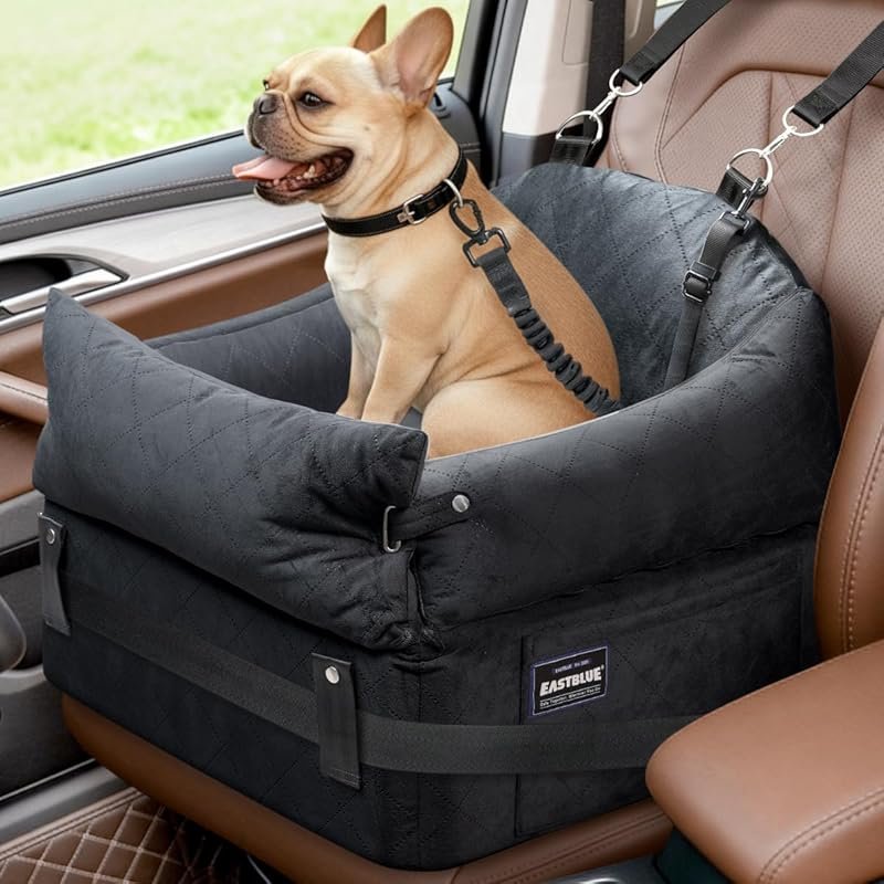 Elevated Washable Dog Car Seat with Memory Foam for Small to Medium Do