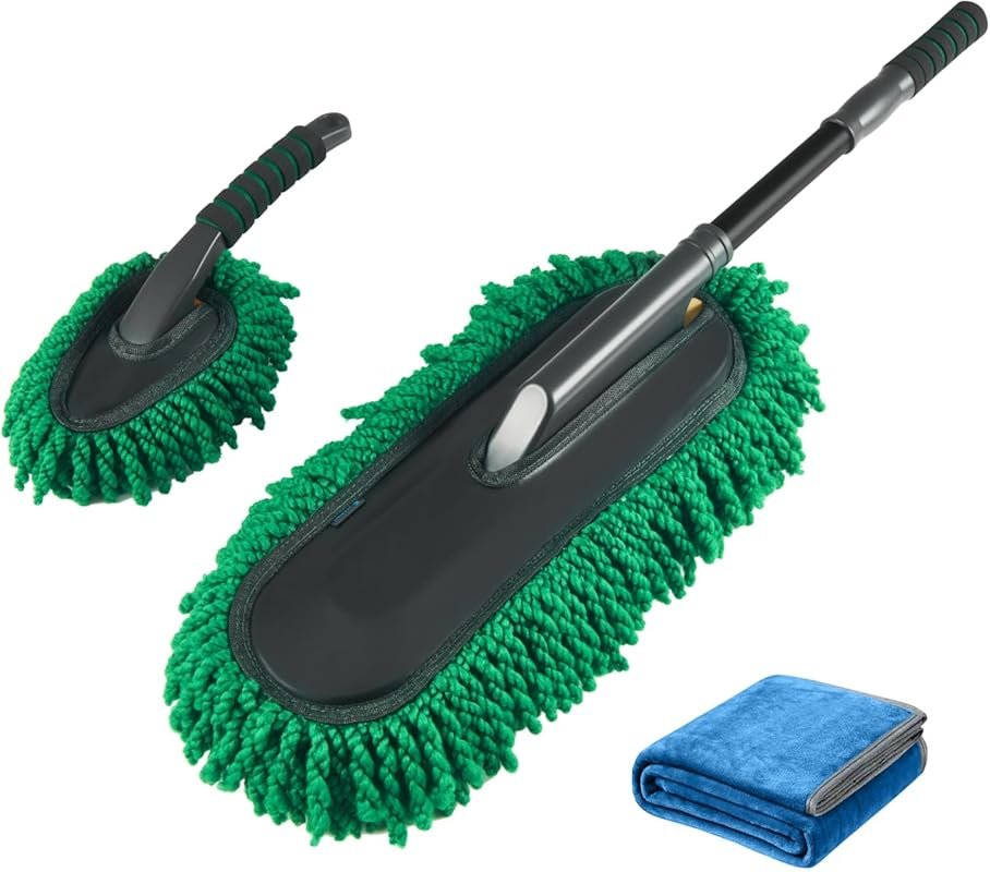 FLORICH Large Microfiber Car Duster Kit with Extendable Handle for Scr