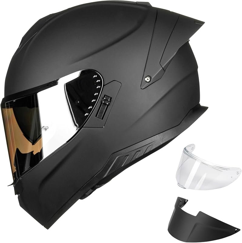 ILM Motorcycle Helmet Full Face with Dual Visor and Spoilers, DOT Cert