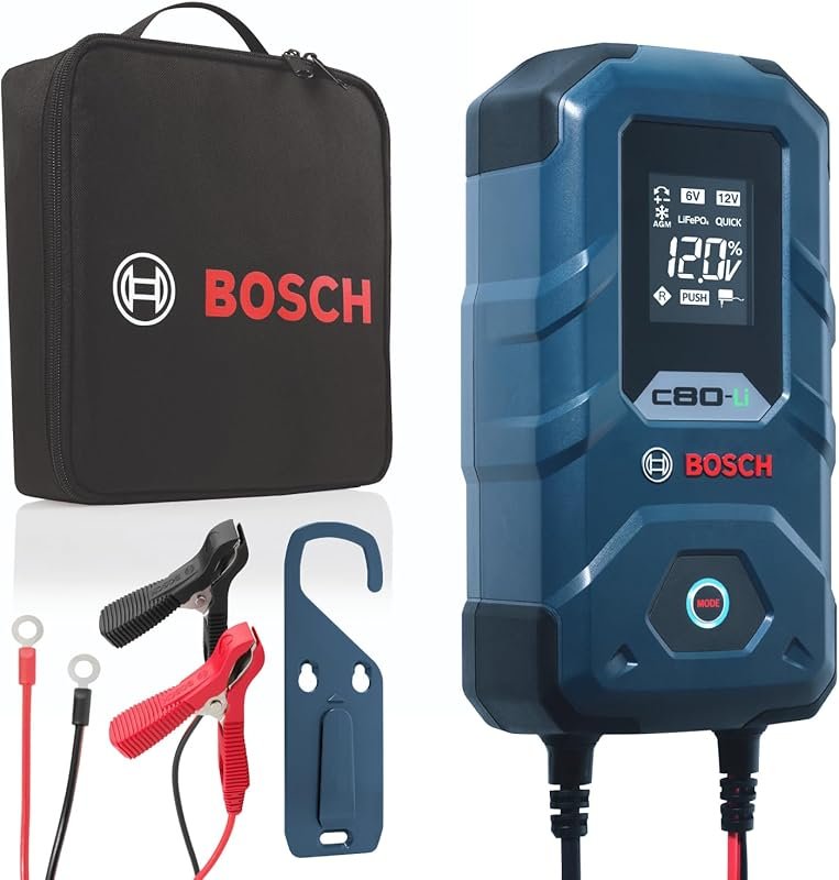 Bosch C80-Li 15A Fast-Charging 12V/6V Charger with Smart Maintenance a