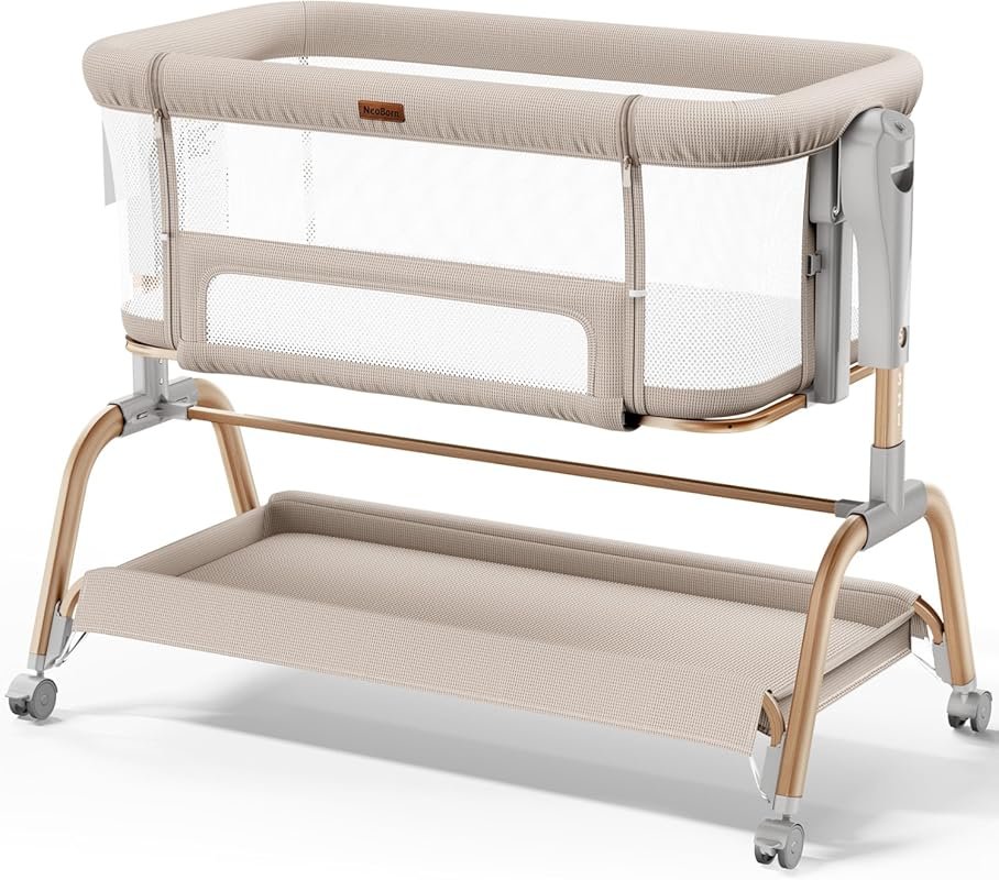 NeoBorn 3-in-1 Baby Bassinet: Bedside Sleeper with Rocking, Breathable