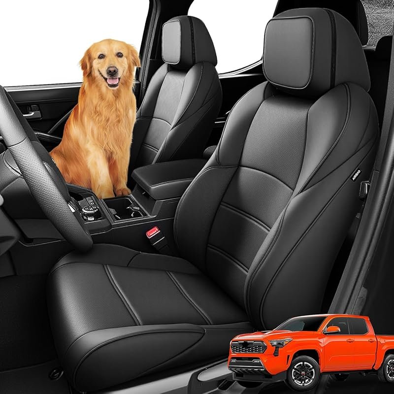 Custom Fit All-Weather Faux Leather Seat Covers in Black for Toyota Ta