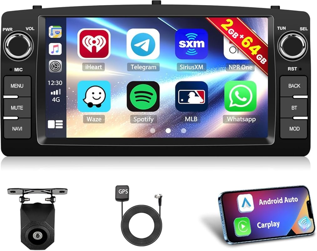 Android Car Radio for Toyota Corolla with 7-Inch HD Touchscreen, Wirel