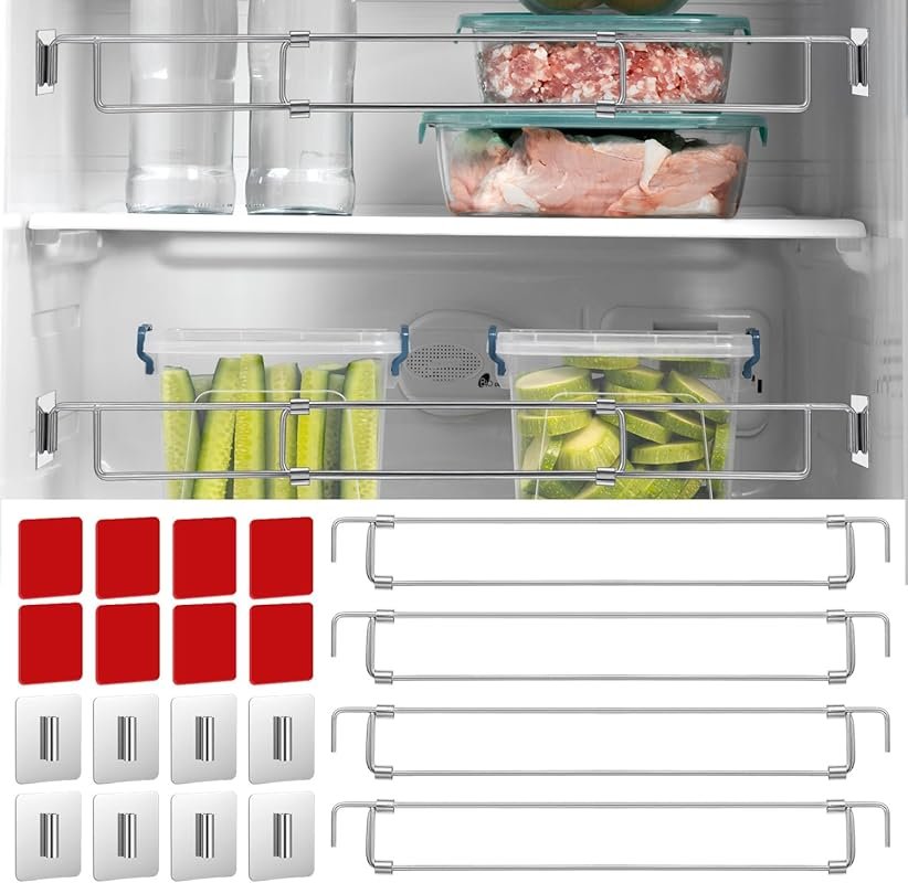 Adjustable Tension Rods for Securing Items in RV Refrigerators and Cup