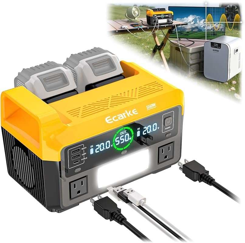 550W Portable Power Inverter Compatible with Dewalt 20V Battery, Power
